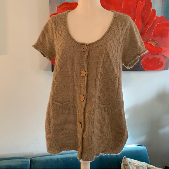 ●WHITE STUFF● Cardigan~Brown~Mohair Blend Top Sweater Size 10 L Large - Picture 1 of 9